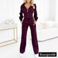 Tweedelige zwarte set met rits en wijde broek
