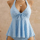 🩱Női peplumos nyakpántos tankini szett