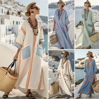 【S-4XL】Elegáns, nagy méretű, nyomtatott hosszú ruha