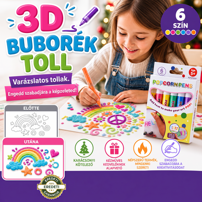 🎨🍿 6 db DIY puffadó popcorn toll: Hőre 3D hatású ✨🎁