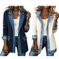 Gebreid Blazerjack met Denim Details