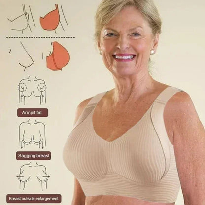 🎁Koop 1, krijg 1 gratis, 💕Geribbelde zijden push-up bh voor dames zonder stalen ring, verstelbaar🌸