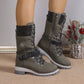 Halfhoge veterboots met gebreide boord en ritssluiting