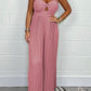 Pure color tube top jumpsuit