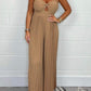 Pure color tube top jumpsuit