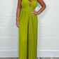 Pure color tube top jumpsuit