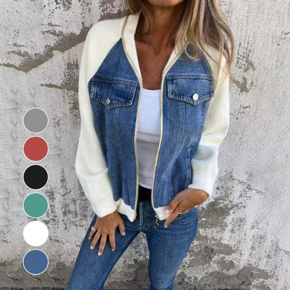 🔥Nieuwe mode creatieve denim splicing jas voor dames