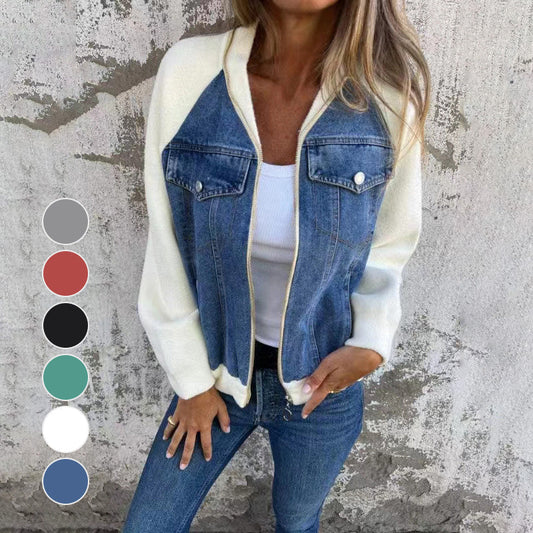 🔥Nieuwe mode creatieve denim splicing jas voor dames
