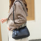 Vintage Lederlook Schoudertas met Ritssluiting en Verstelbare Schouderriem