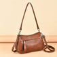 Vintage Lederlook Schoudertas met Ritssluiting en Verstelbare Schouderriem