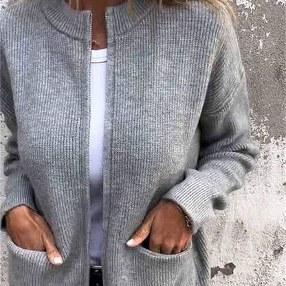 【S-4XL】🎀 NŐI KÉNYELMES KÖTÖTT KABÁT CIPZÁRRAL