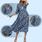 【S-XL】🌸Elegáns női virágmintás V-nyakú hosszú ruha