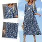 【S-XL】🌸Elegáns női virágmintás V-nyakú hosszú ruha