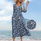 【S-XL】🌸Elegáns női virágmintás V-nyakú hosszú ruha