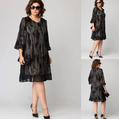 【S-4XL】✨Női laza laza függőleges csíkos plusz méretű plusz méretű ruhák