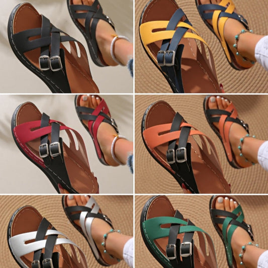 Női divat övcsat vastag fenék szandál papucsok