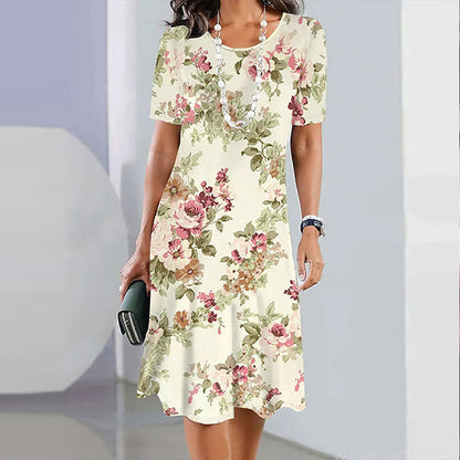 【S-2XL】🎀Elegáns női ruhák kerek nyakkivágással és virágmintával