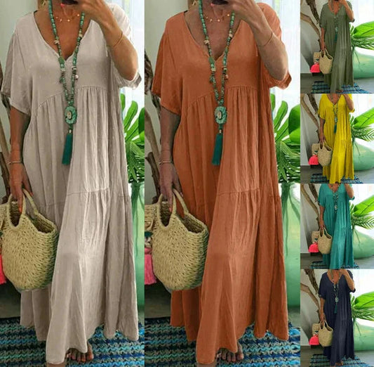 Egyszínű pamut nyári ruha