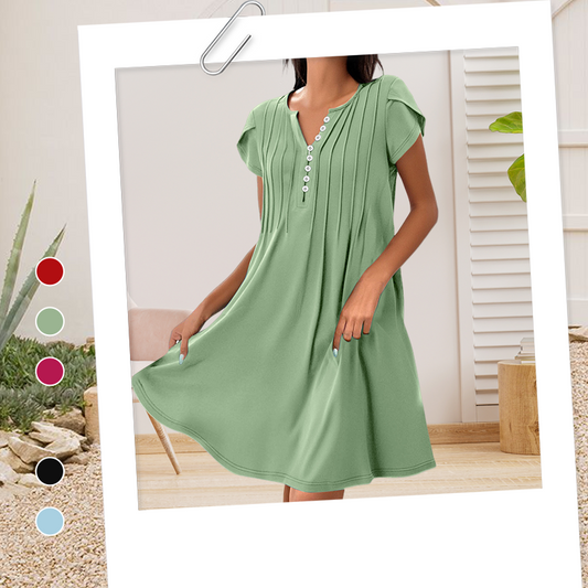 Női V-nyakú, egyszínű pulóverek, kényelmes, lezser, gombos ruhák