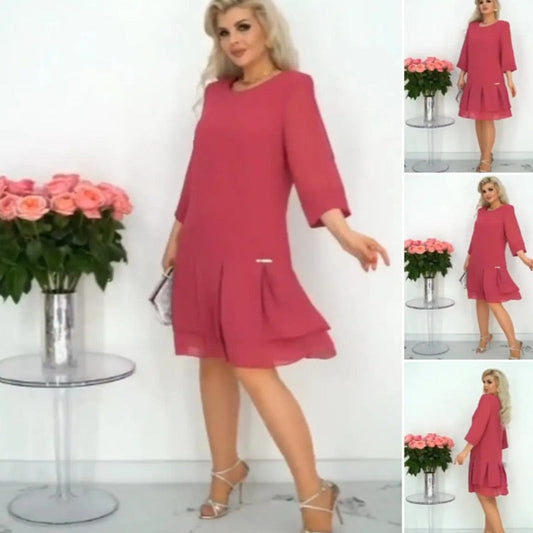 ✨Elegáns női ruha fodros aljjal egyszínűben, egyszínű női ruháknak