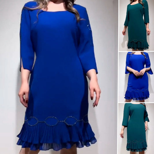 Női alkalmi laza laza fodros szegély ruha