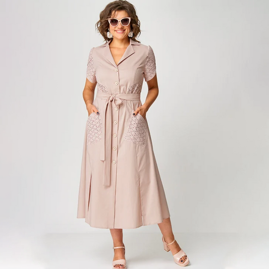 Női alkalmi V-nyakú nyakkendős ruha