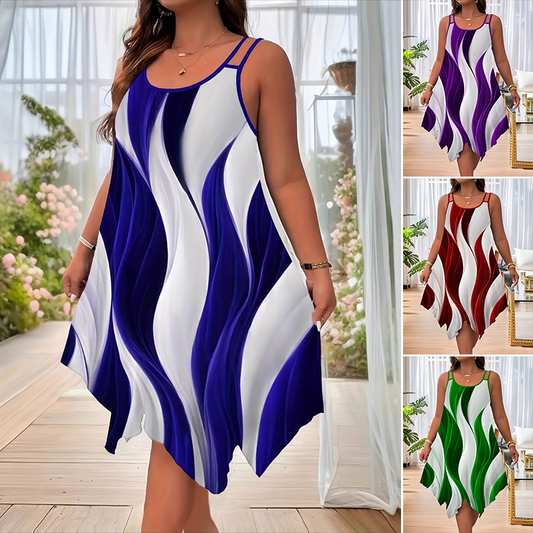 Női divat ujjatlan dupla pántos Midi ruha