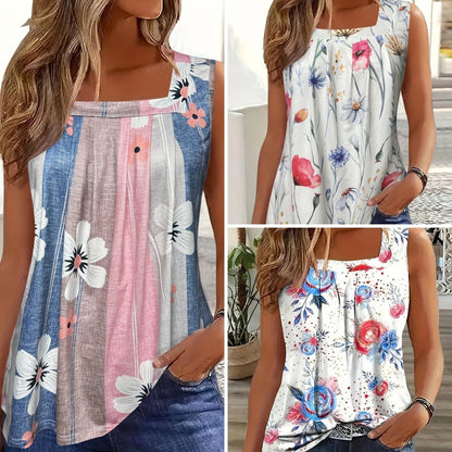 Női alkalmi ujjatlan nyomtatott felső