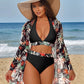 👙 Női trópusi mintás fürdőruha szett - fürdőruha, bikinifelső és -alsó