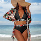 👙 Női trópusi mintás fürdőruha szett - fürdőruha, bikinifelső és -alsó
