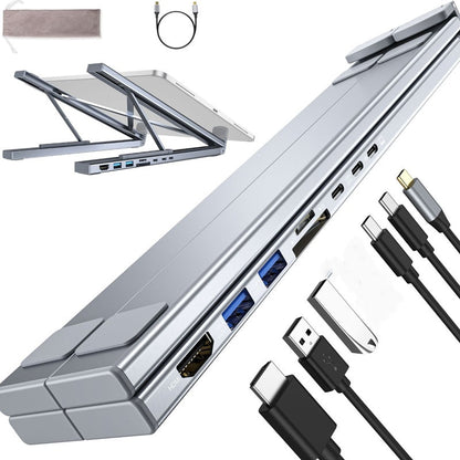💻🖥️ USB-C dokkoló & laptop állvány szett – 4K HDMI, többportos, ergonomikus