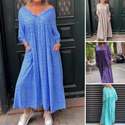 🔥🌸Kerek nyakú nyomtatott női alkalmi ruhák