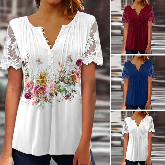 💖Női puha alkalmi csipke ujjú felső