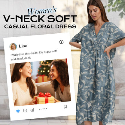 Virágmintás V-nyakú ruha