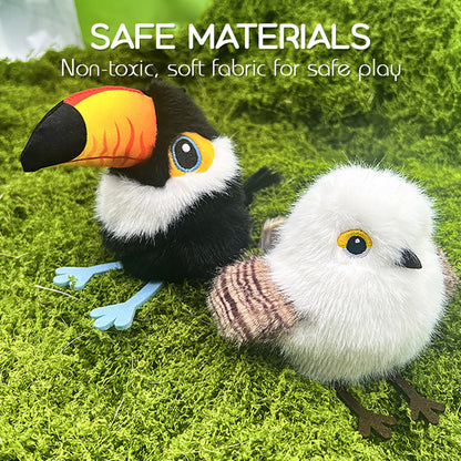 🔥🐤 Plüss madár formájú interaktív macska- és kutyajáték 🐱
