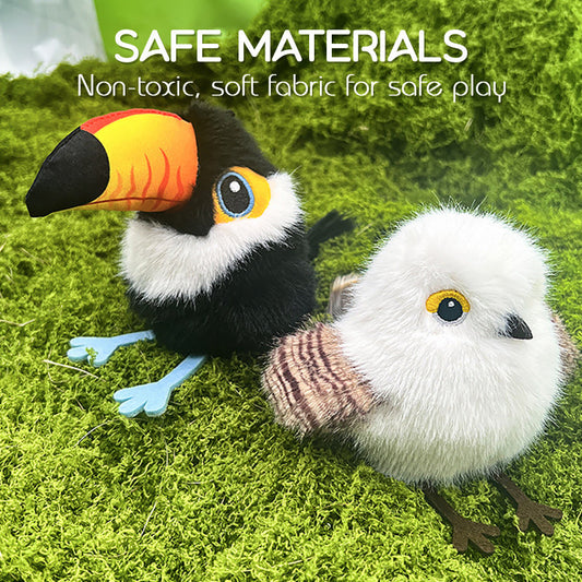 🔥🐤 Plüss madár formájú interaktív macska- és kutyajáték 🐱