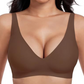 🥰 Mélyen dekoltált, V alakú, push-up, merevítő nélküli, varrás nélküli zselés melltartó👙🔥