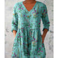 Női alkalmi V-nyakú nyomtatott ruha