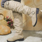Elegante Kniehoge Laarzen met Gespdetail