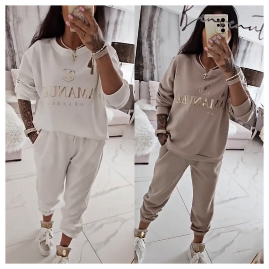 2-Delige Casual Lounge Set met Sweatshirt en Joggerbroek