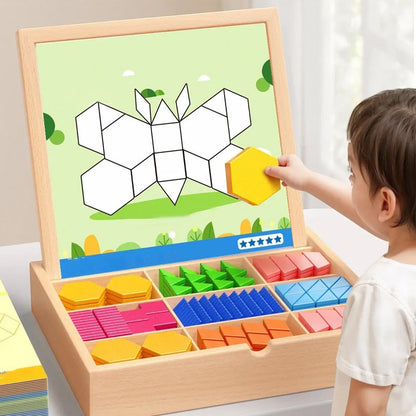 🧠Mágneses mintákkal ellátott fa puzzle készlet 🧩