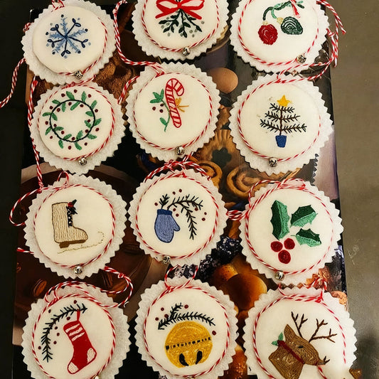 🎄Kézzel hímzett karácsonyi díszek készlet