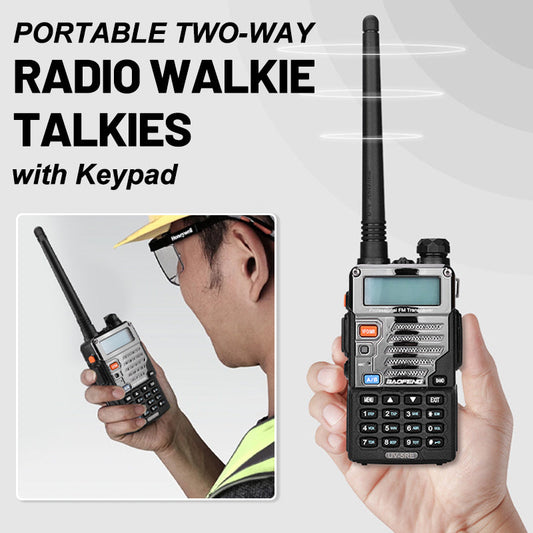 Hordozható kétirányú rádió walkie-talkie billentyűzettel