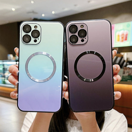 Üvegfényű, színátmenetes mágneses iPhone tok