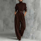 Elegante tweedelige set met coltrui en wijde broek