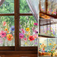 🖼️ Színes ablakmatrica virágcsokor motívummal – eltávolítható, kétoldalas és méretre vágott 🏡