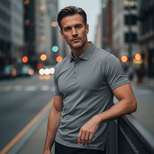 👕Férfi, gyorsan száradó, rövid ujjú, galléros póló