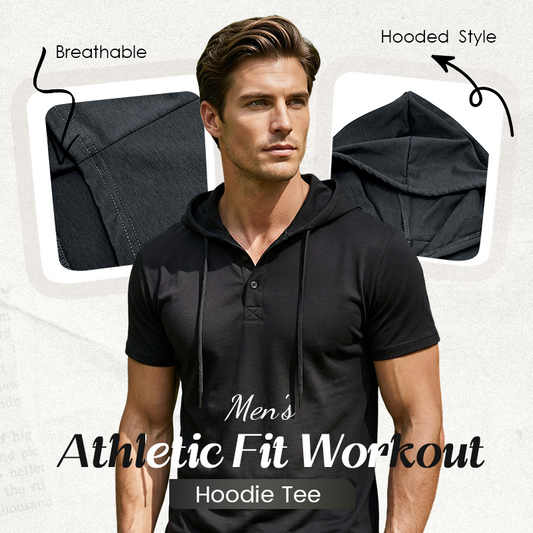 Férfi sportos szabású edzőpóló kapucnival