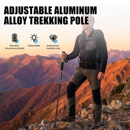 ⛰️ Legkelendőbb állítható túrabot – 6160 alumínium ötvözet, ergonomikus nyél, belső ütéscsillapítás, összecsukható és hordozható