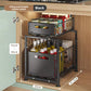 🗄️🛠️Kétrétegű kihúzható polcos szekrényrendező📏Szénacél, összeszerelés nélkül 🛡️